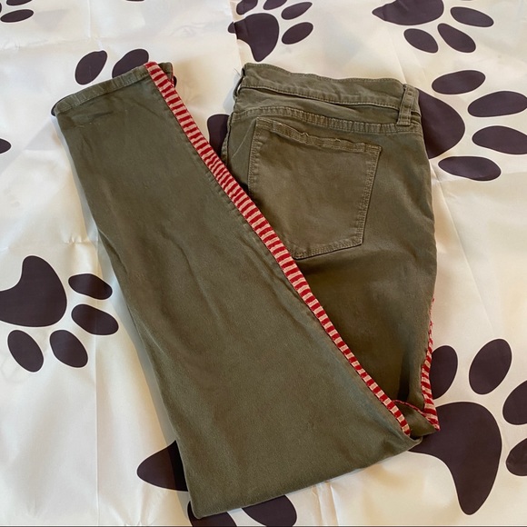 J. Crew Denim - J.CREW OLIVE JEAN RED WHITE TUXEDO STRIPE